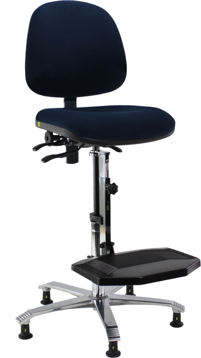 Ergo 2308 ESD Chair with Fixed Seat Angle Lumbar Support Seat Slider Blue Dralon D89 ESD